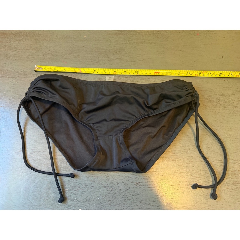 Victorias Secret Black Side Tie Bikini Bottom Ruched Swimwear Medium